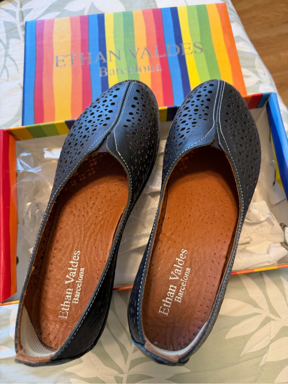 Women's Black  Perforated Slip-On Flats